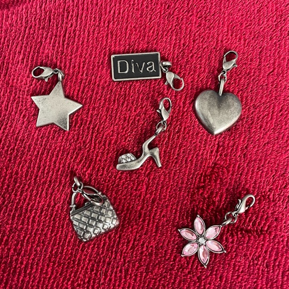Accessories - Silver Charm Set with Pink Accents